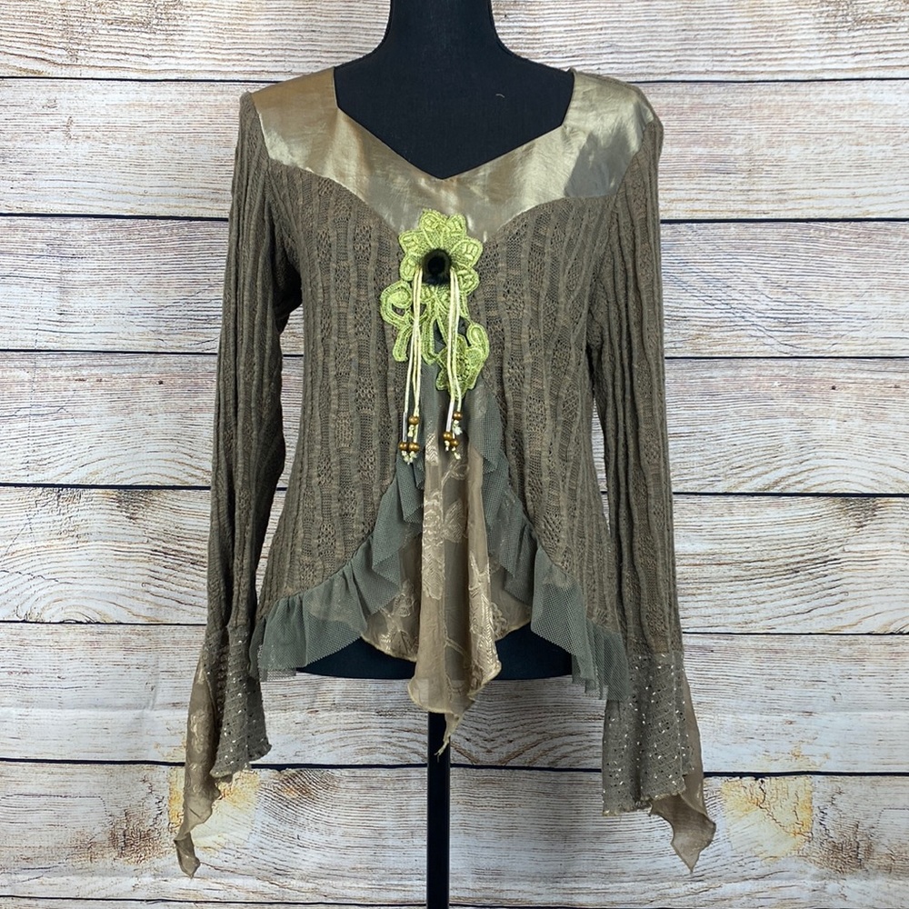 Knit Long Sleeve Gothic Steampunk Blouse